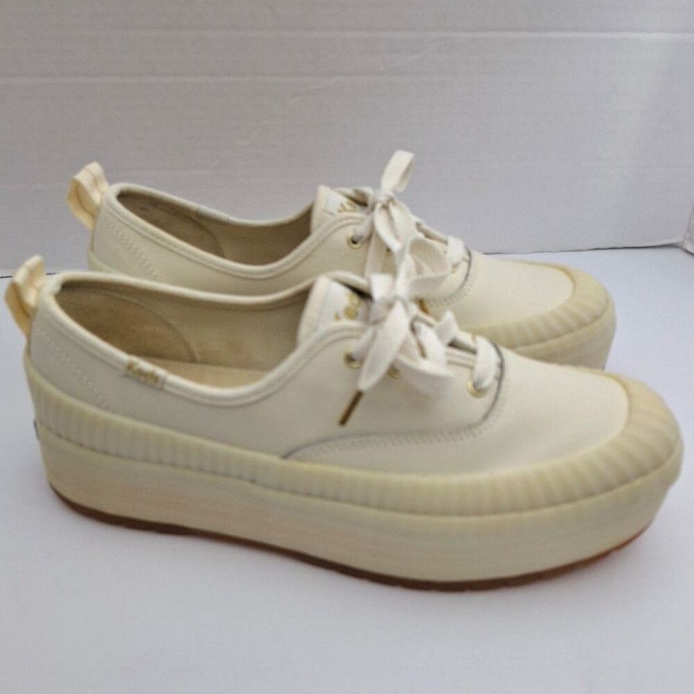 Keds The Platform Lug Casual Shoes Womens Sz 9.5 White Leather Grunge Festival